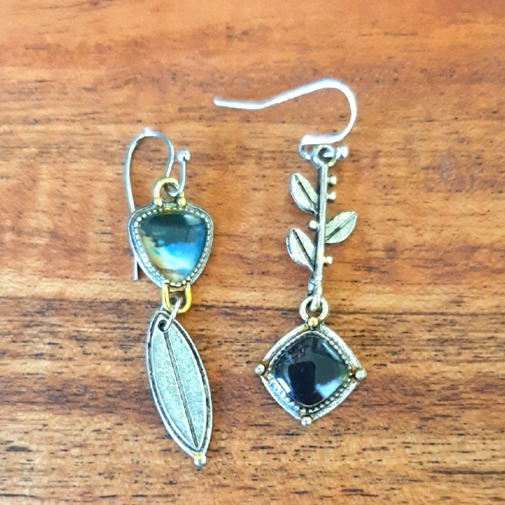 Elegant Gold and Silver Leaf Earrings